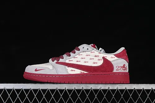 All categories Air Jordan Jordan series basketball shoes Air Jordan 1 Low high-end customized low-top sneakers Air Jordan 1 Low AJ1 Joe 1 Year of the Horse limited edition retro white and red high-end customized low-top retro basketball shoes JP2026-115